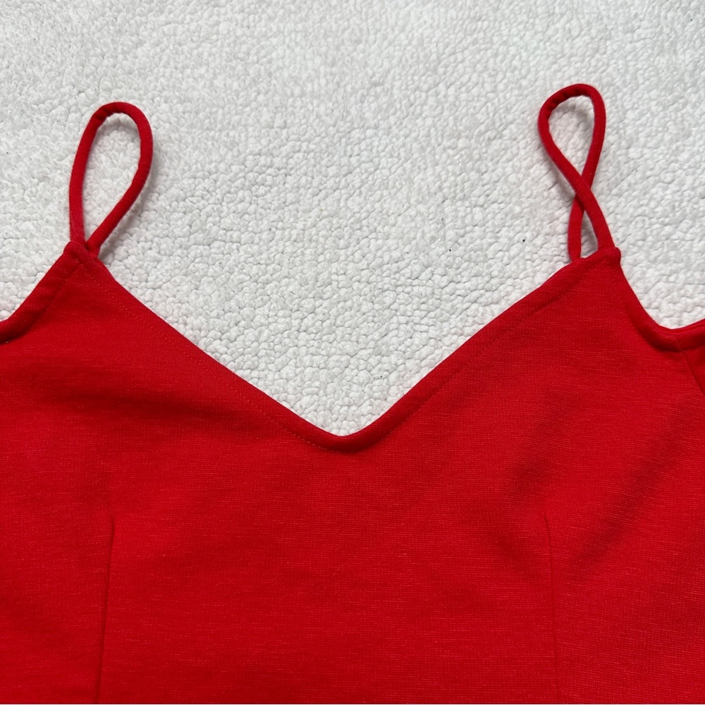 Women’s Red Topshop Cropped Top Cold Shoulder Spaghetti Strap V neck - Picture 14 of 14